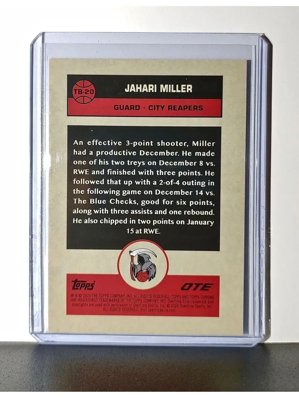 Jahari Miller Rookie 2023-24 Topps Chrome Overtime #TB-20 1976 City Reapers